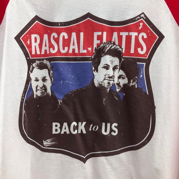 Rascal Flatts White Red Back To Us Tour Concert Band Raglan Baseball Tee T Shirt - Picture 5 of 5
